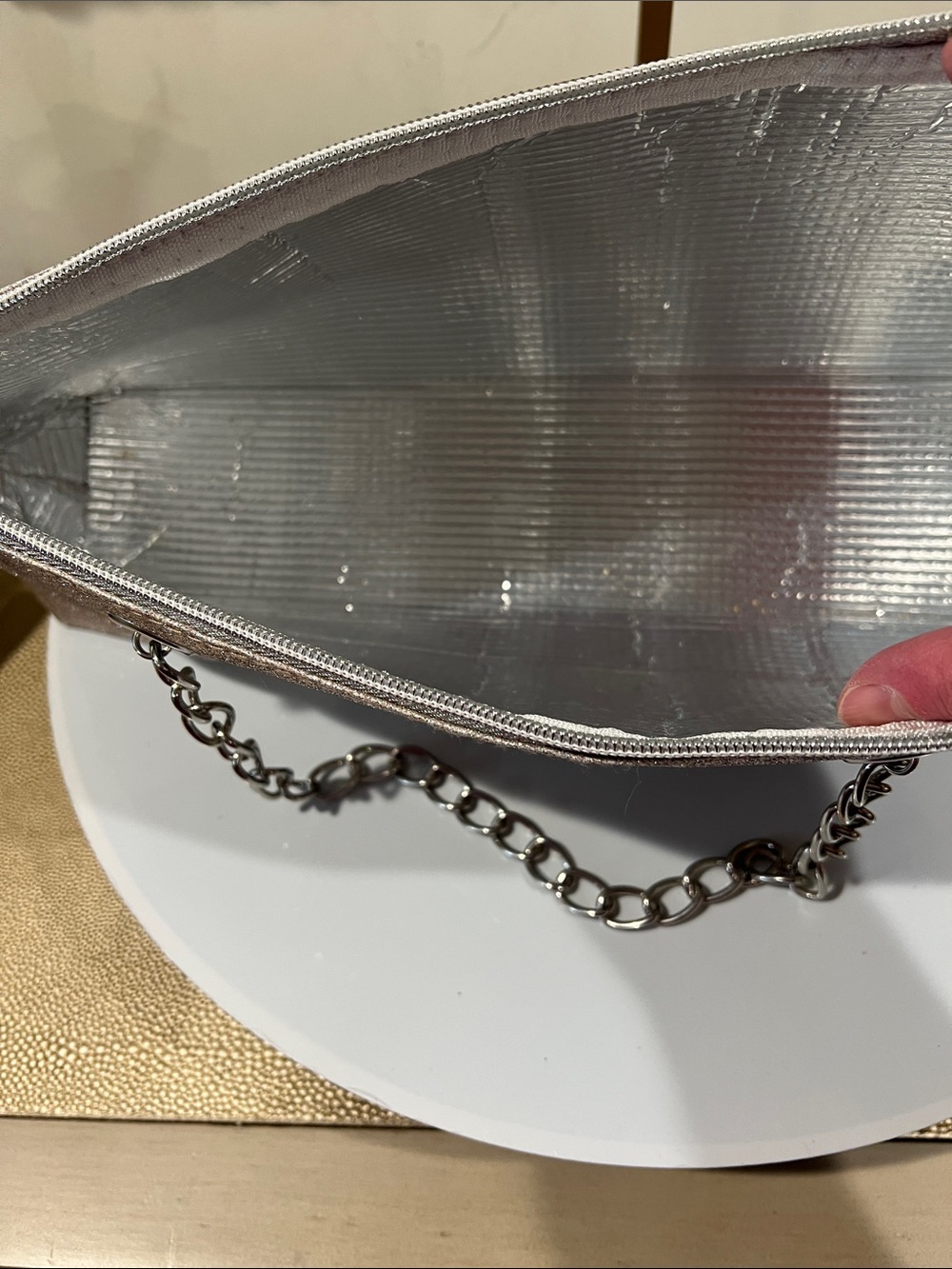 Silver-Pink Glitter Wine Bottle Carrier Bag - Picture 6 of 6